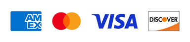 American Express, Mastercard, Visa, and Discover accepted